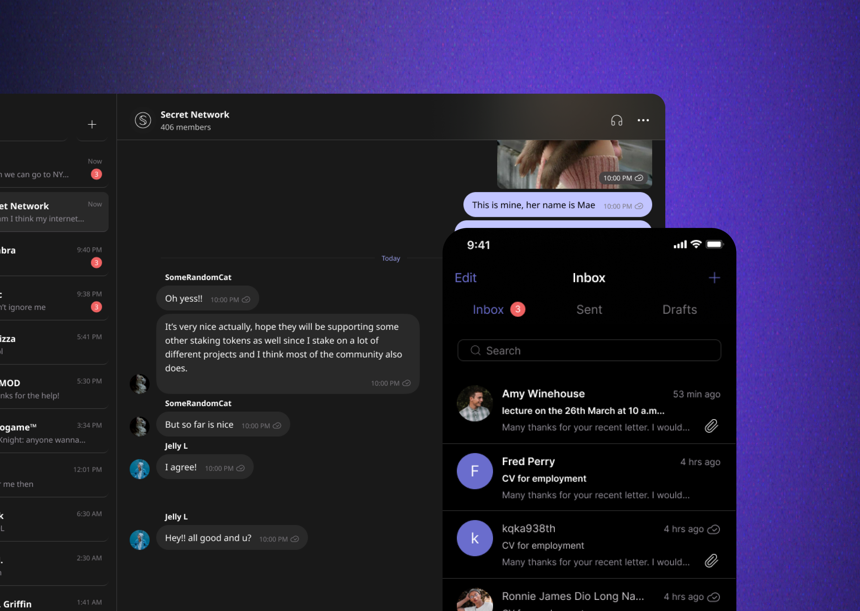 Altermail Chats in Mobile and Desktop apps